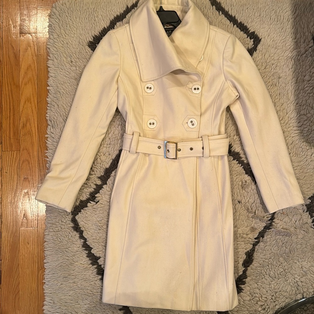 Vintage Guess cream wool blend coat, size M